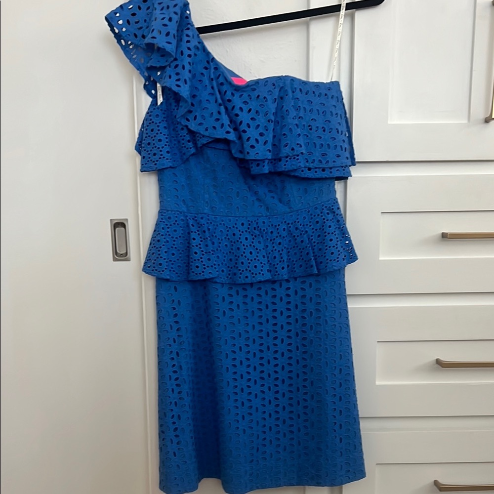 Lily Pulitzer - PERFECT FOR EASTER! Blue One-Shoulder Eyelet Dress
